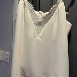 Elegant Beige Lace Trim Tank Top